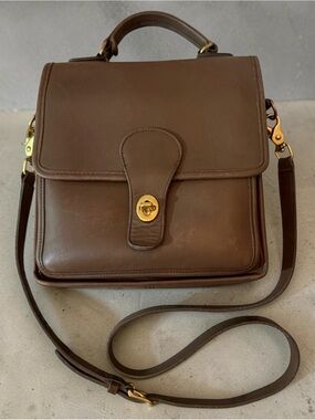 Vintage Coach Station Bag 5130 Leather Crossbody Top Handle – Rare Taupe